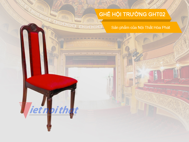 Ghế hội trường Hòa Phát GHT02 chất liệu gỗ tự nhiên. Sản phẩm của nội thất Hòa Phát