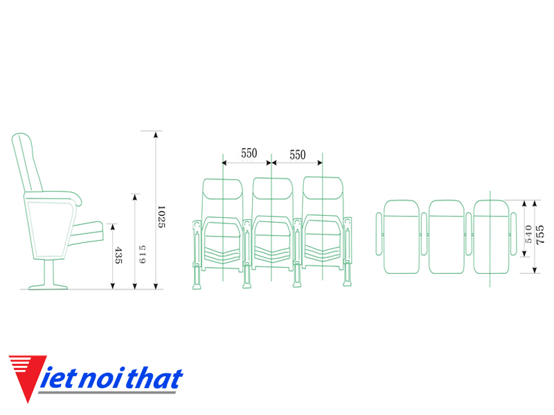 Chi tiết kỹ thuật Ghế hội trường nhập khẩu HJ-06B