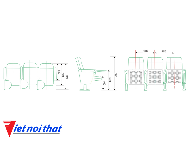 Chi tiết kỹ thuật Ghế hội trường nhập khẩu HJ-105