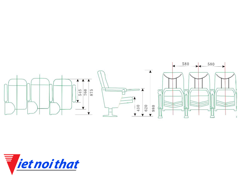 Chi tiết kỹ thuật Ghế hội trường nhập khẩu HJ-16B