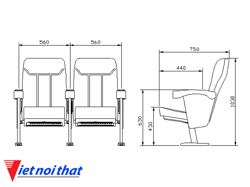 Chi tiết kỹ thuật Ghế rạp chiếu phim nhập khẩu HJ-16D