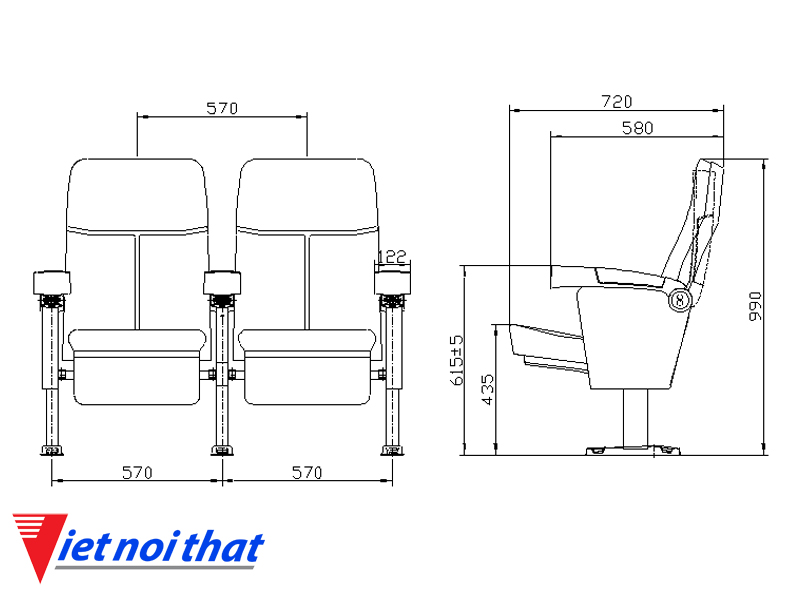 Chi tiết kỹ thuật Ghế rạp chiếu phim nhập khẩu HJ-16F