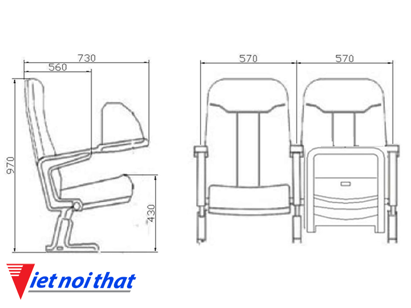 Chi tiết kỹ thuật Ghế hội trường nhập khẩu HJ-35