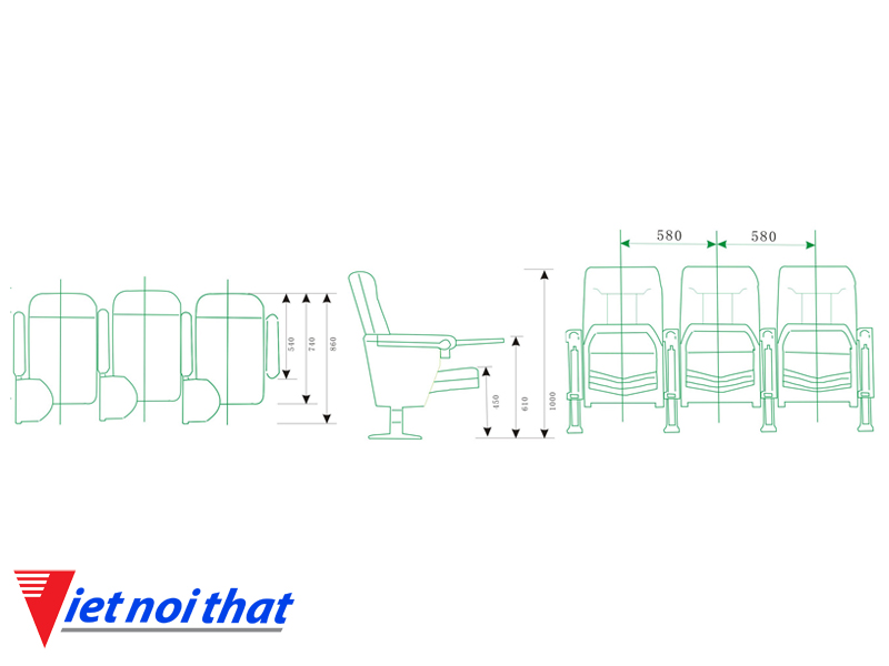 Chi tiết kỹ thuật Ghế hội trường nhập khẩu HJ-63