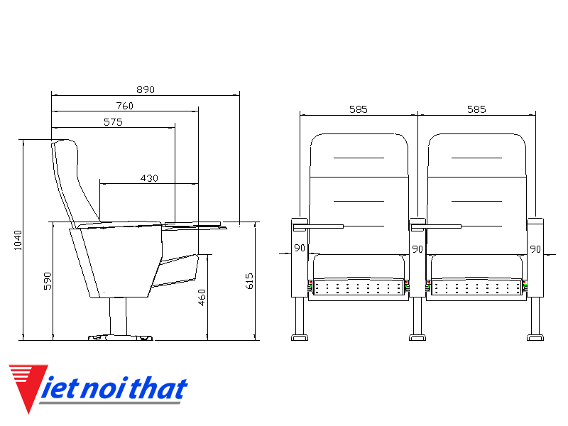 Chi tiết kỹ thuật Ghế hội trường nhập khẩu HJ-6803