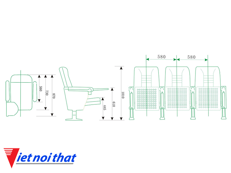 Chi tiết kỹ thuật Ghế hội trường nhập khẩu HJ-68A