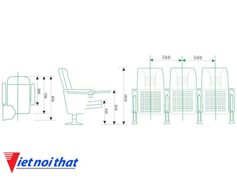 Chi tiết kỹ thuật Ghế hội trường nhập khẩu HJ-68B