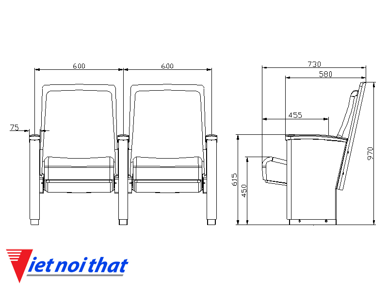 Chi tiết kỹ thuật Ghế hội trường nhập khẩu HJ-8009