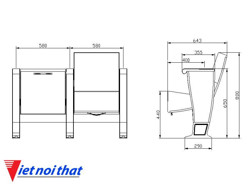 Chi tiết kỹ thuật Ghế hội trường nhập khẩu HJ-8010