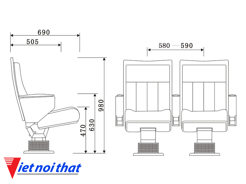 Chi tiết kỹ thuật Ghế hội trường nhập khẩu HJ-801