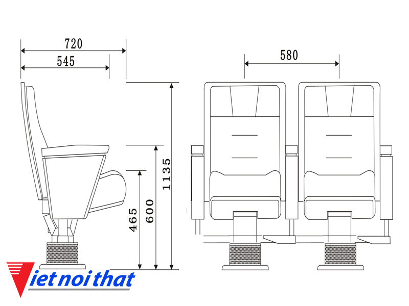 Chi tiết kỹ thuật Ghế hội trường nhập khẩu HJ-802