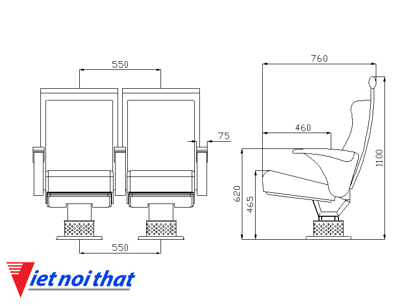 Chi tiết kỹ thuật Ghế hội trường nhập khẩu HJ-803B