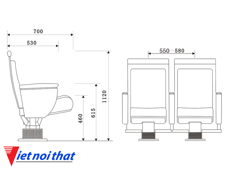 Chi tiết kỹ thuật Ghế hội trường nhập khẩu HJ-803