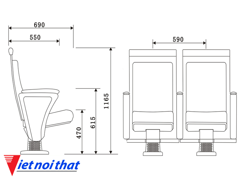 Chi tiết kỹ thuật Ghế hội trường nhập khẩu HJ-805