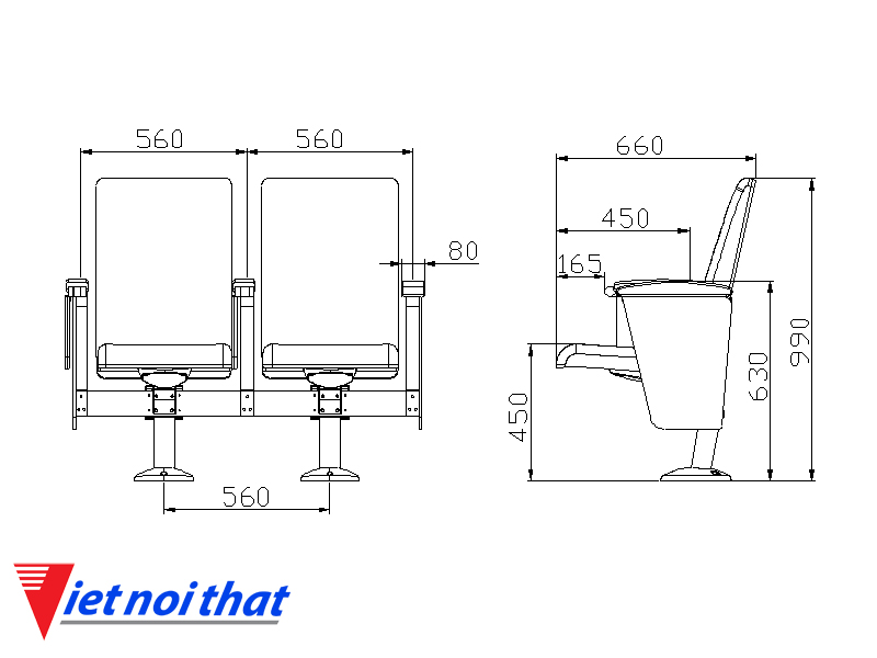 Chi tiết kỹ thuật Ghế hội trường nhập khẩu HJ-8101A