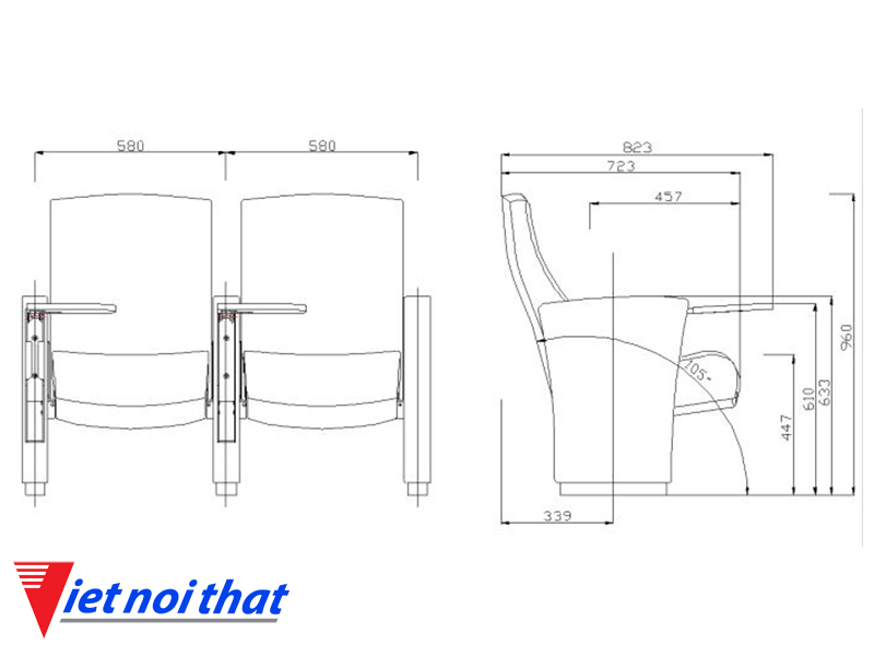 Chi tiết kỹ thuật Ghế hội trường nhập khẩu HJ-810