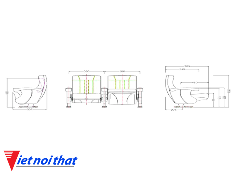 Chi tiết kỹ thuật Ghế rạp chiếu phim nhập khẩu HJ-811