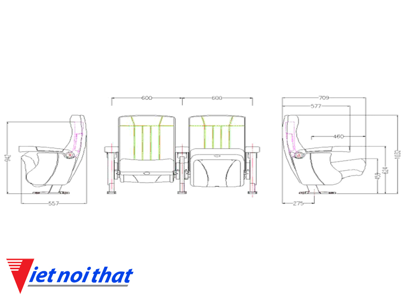 Chi tiết kỹ thuật Ghế rạp chiếu phim nhập khẩu HJ-812