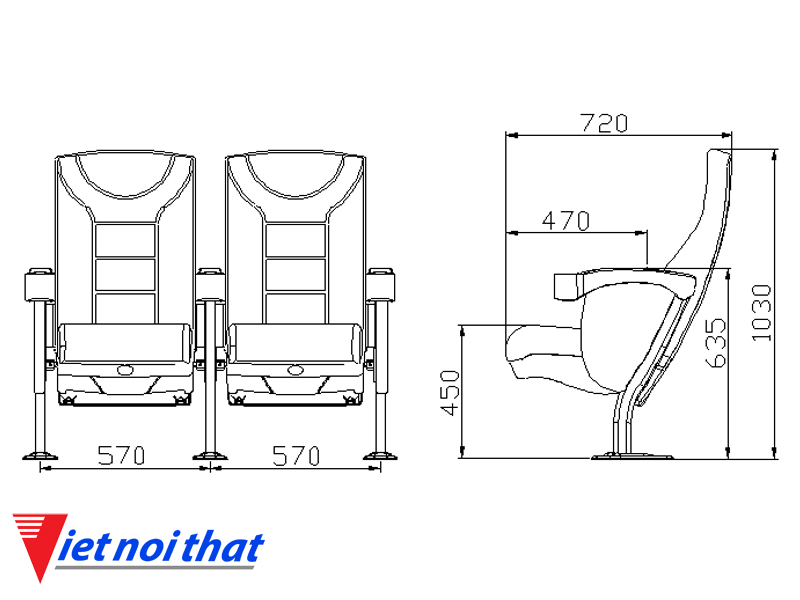 Chi tiết kỹ thuật Ghế rạp chiếu phim nhập khẩu HJ-813