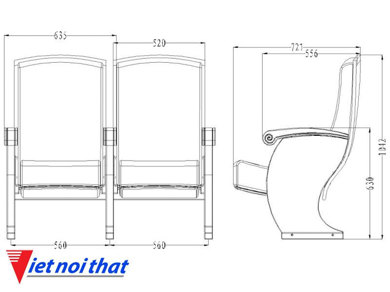 Chi tiết kỹ thuật Ghế hội trường nhập khẩu HJ-817