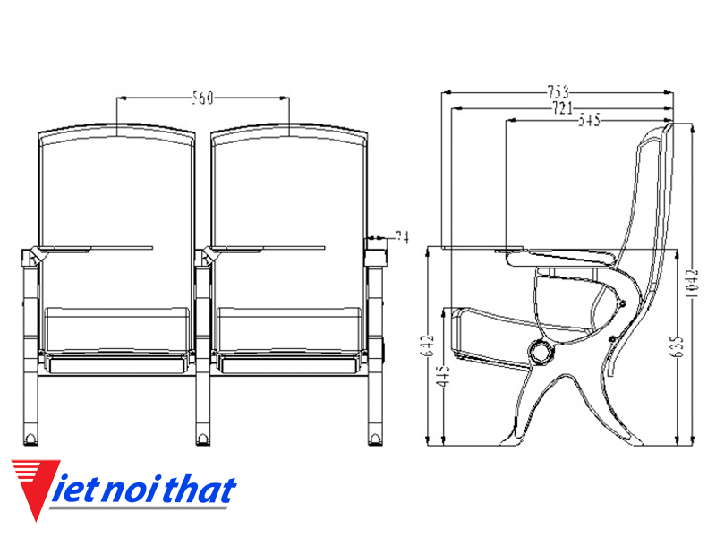 Chi tiết kỹ thuật Ghế hội trường nhập khẩu HJ-818A