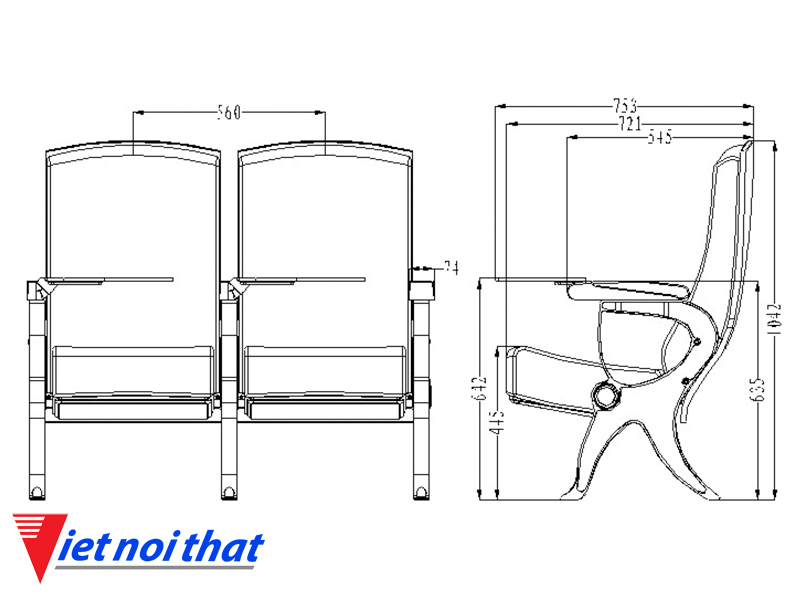 Chi tiết kỹ thuật Ghế hội trường nhập khẩu HJ-818B