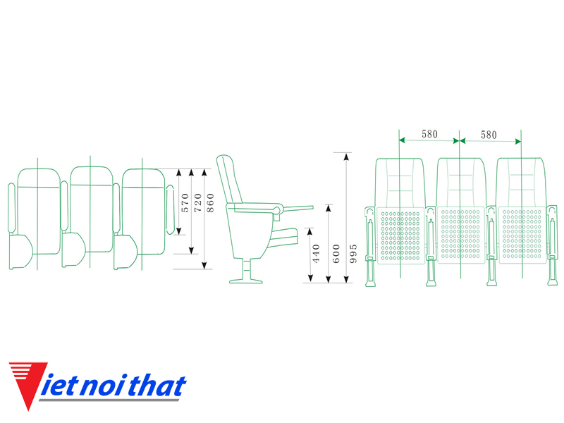 Chi tiết kỹ thuật Ghế hội trường nhập khẩu HJ-82