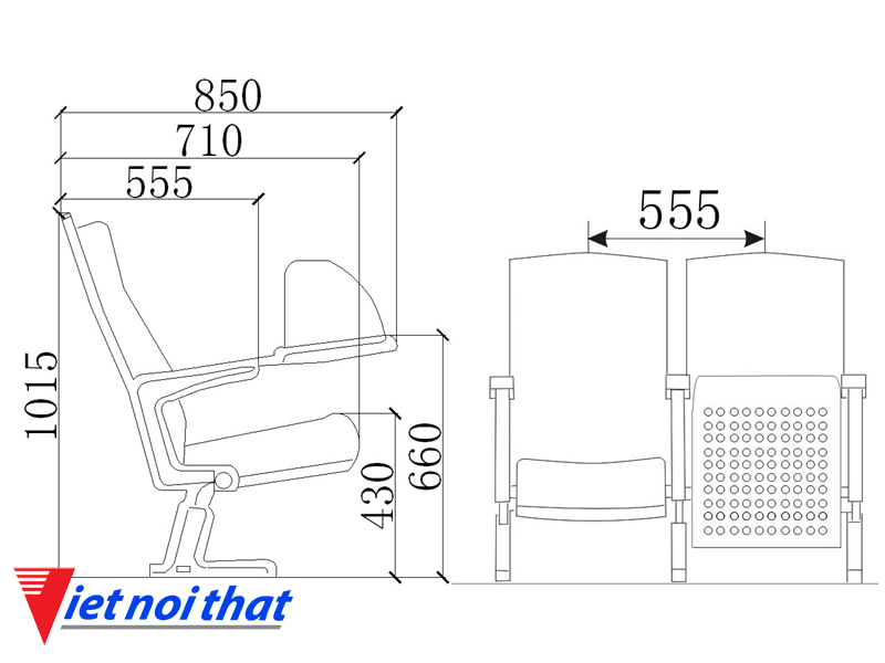 Chi tiết kỹ thuật Ghế hội trường nhập khẩu HJ-84