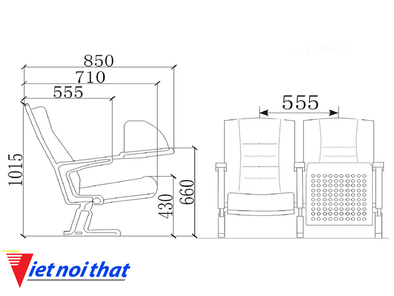 Chi tiết kỹ thuật Ghế hội trường nhập khẩu HJ-85