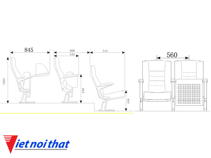 Chi tiết kỹ thuật Ghế hội trường nhập khẩu HJ-88A