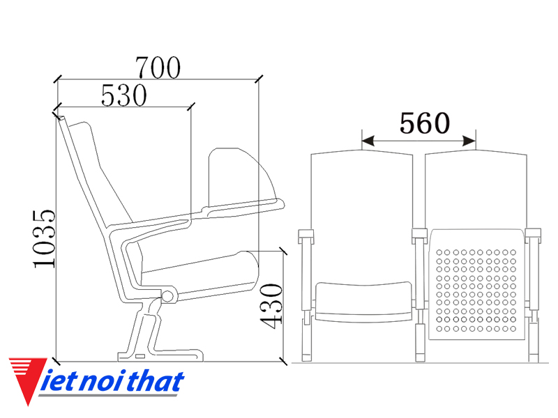 Chi tiết kỹ thuật Ghế hội trường nhập khẩu HJ-88B