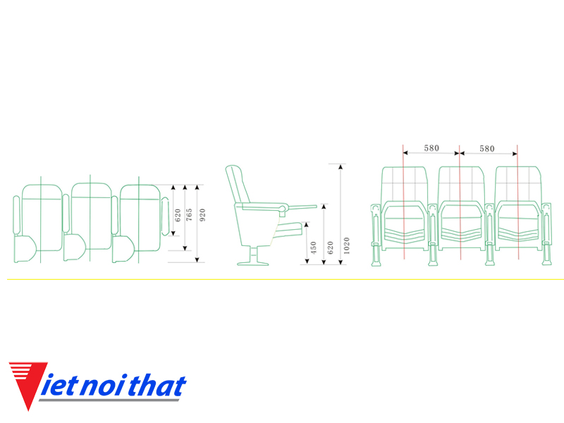 Chi tiết kỹ thuật Ghế hội trường nhập khẩu HJ-92