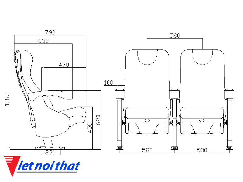 Chi tiết kỹ thuật Ghế rạp chiếu phim nhập khẩu HJ-9506