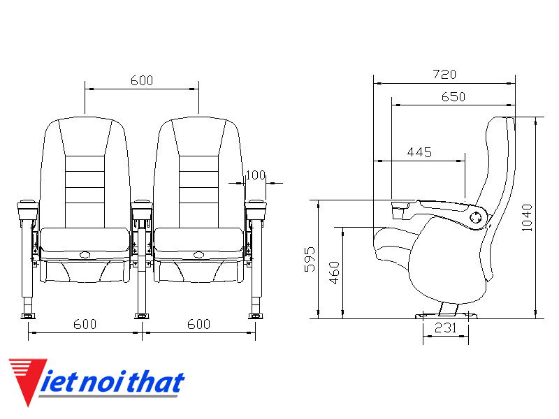 Chi tiết kỹ thuật Ghế rạp chiếu phim nhập khẩu HJ-95D