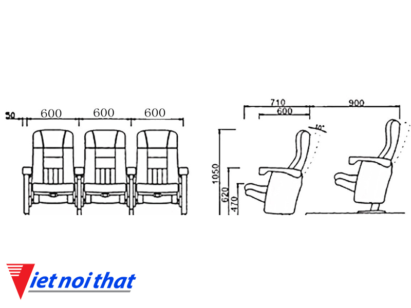 Chi tiết kỹ thuật Ghế rạp chiếu phim nhập khẩu HJ-95