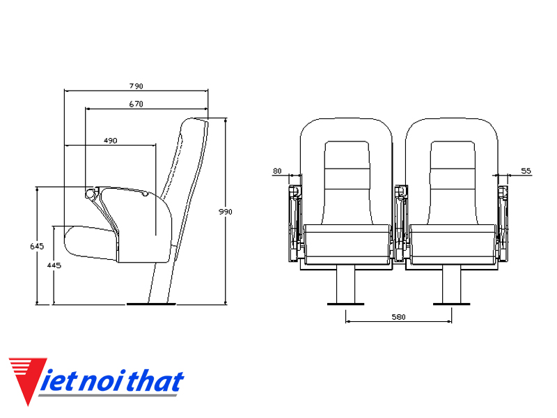 Chi tiết lỹ thuật Ghế hội trường nhập khẩu HJ-9601