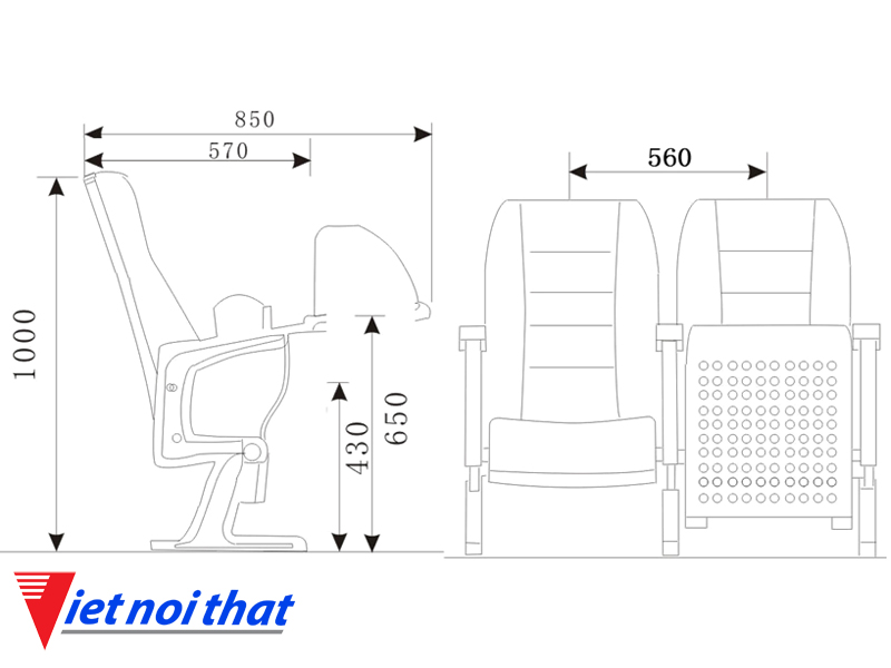 Chi tiết kỹ thuật Ghế hội trường nhập khẩu HJ-96A