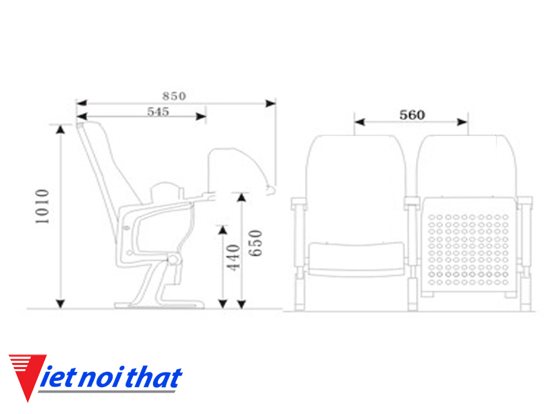 Chi tiết kỹ thuật Ghế hội trường nhập khẩu HJ-96B