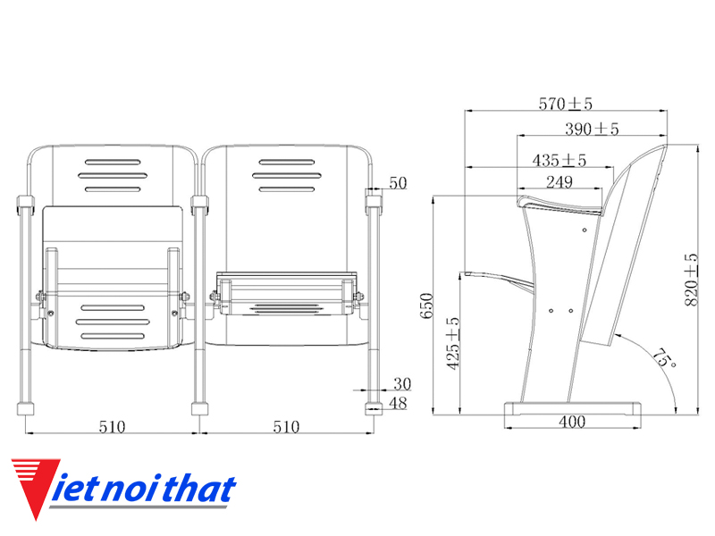 Chi tiết kỹ thuật Ghế hội trường nhập khẩu HJ-9701