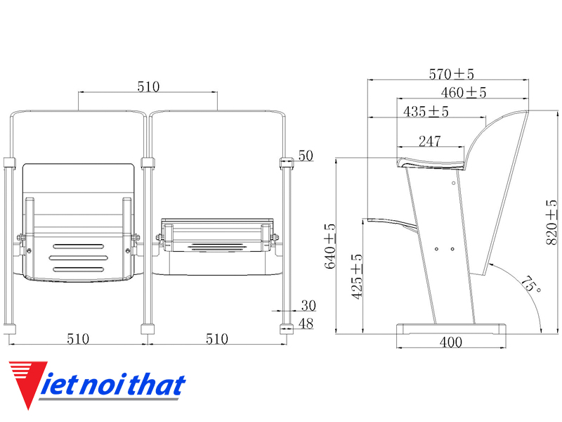 Chi tiết kỹ thuật Ghế hội trường nhập khẩu HJ-9703