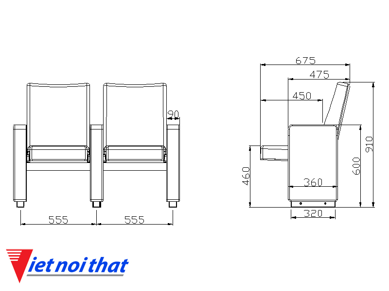 Chi tiết kỹ thuật Ghế hội trường nhập khẩu HJ-9805