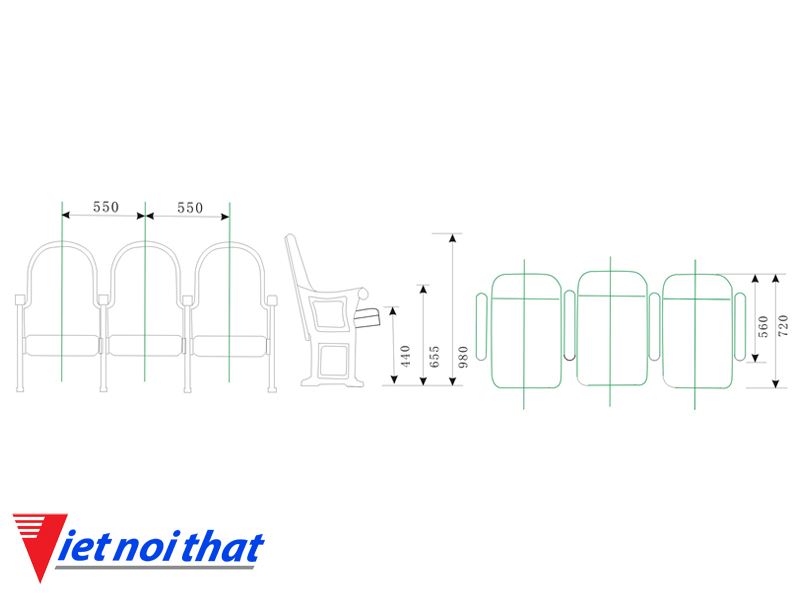 Chi tiết kỹ thuật Ghế hội trường nhập khẩu HJ-98