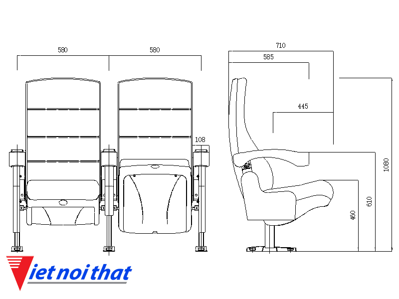 Chi tiết kỹ thuật Ghế rạp chiếu phim nhập khẩu HJ-9910A