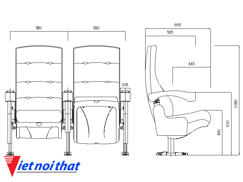 Chi tiết kỹ thuật Ghế rạp chiếu phim nhập khẩu HJ-9910B