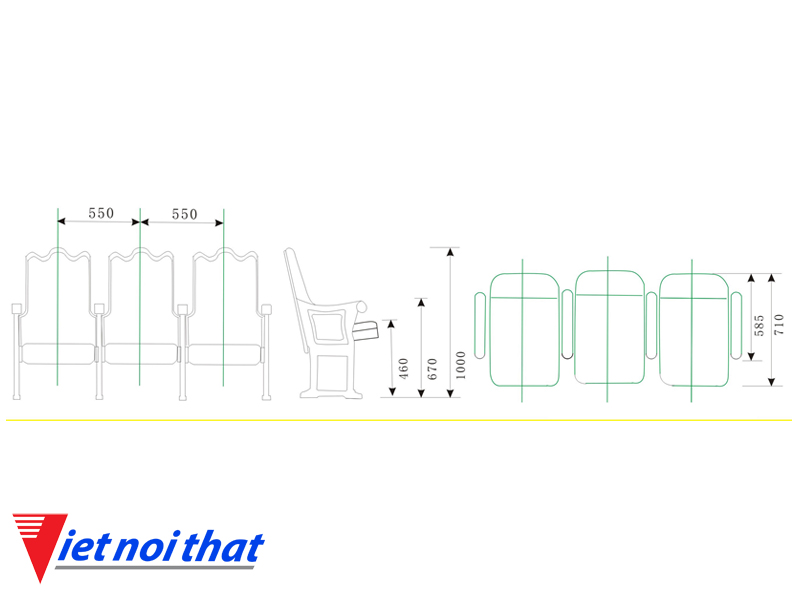 Chi tiết kỹ thuật Ghế hội trường nhập khẩu HJ-99