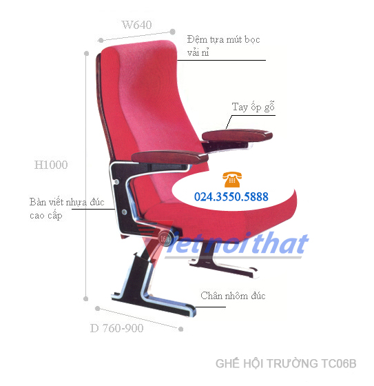Kích thước kỹ thuật ghế TC06B