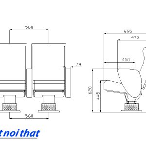 Chi tiết kỹ thuật Ghế hội trường nhập khẩu HJ-801B