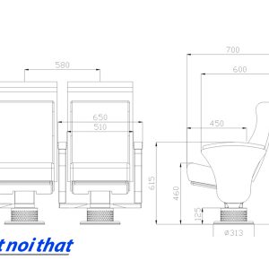 Chi tiết kỹ thuật Ghế hội trường nhập khẩu HJ-807A