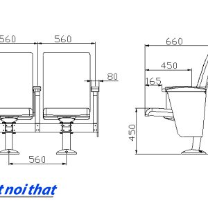 Chi tiết kỹ thuật Ghế hội trường nhập khẩu HJ-8101B