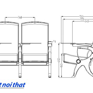 Chi tiết kỹ thuật Ghế hội trường nhập khẩu HJ-818B